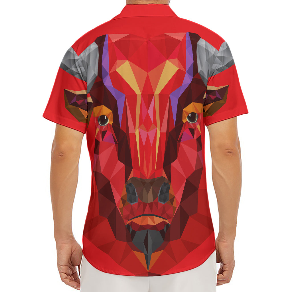 Geometric Bull Skull Print Men's Deep V-Neck Shirt