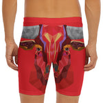 Geometric Bull Skull Print Men's Long Boxer Briefs