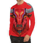 Geometric Bull Skull Print Men's Long Sleeve Rash Guard