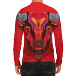 Geometric Bull Skull Print Men's Long Sleeve Rash Guard
