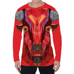Geometric Bull Skull Print Men's Long Sleeve T-Shirt