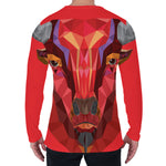 Geometric Bull Skull Print Men's Long Sleeve T-Shirt