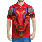 Geometric Bull Skull Print Men's Polo Shirt