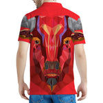 Geometric Bull Skull Print Men's Polo Shirt