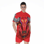 Geometric Bull Skull Print Men's Rompers
