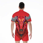 Geometric Bull Skull Print Men's Rompers