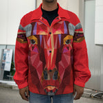 Geometric Bull Skull Print Men's Shirt Jacket