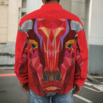 Geometric Bull Skull Print Men's Shirt Jacket