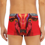 Geometric Bull Skull Print Men's Short Boxer Briefs