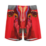 Geometric Bull Skull Print Men's Sports Shorts