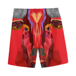 Geometric Bull Skull Print Men's Sports Shorts