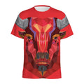 Geometric Bull Skull Print Men's Athletic T-Shirt