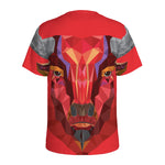Geometric Bull Skull Print Men's Sports T-Shirt