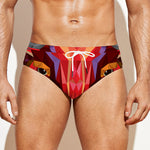 Geometric Bull Skull Print Men's Swim Briefs