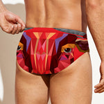 Geometric Bull Skull Print Men's Swim Briefs