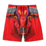 Geometric Bull Skull Print Men's Swim Trunks