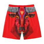 Geometric Bull Skull Print Men's Swim Trunks