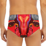 Geometric Bull Skull Print Men's Triangle Swim Briefs