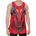 Geometric Bull Skull Print Men's Velvet Tank Top