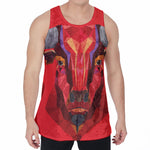 Geometric Bull Skull Print Men's Velvet Tank Top