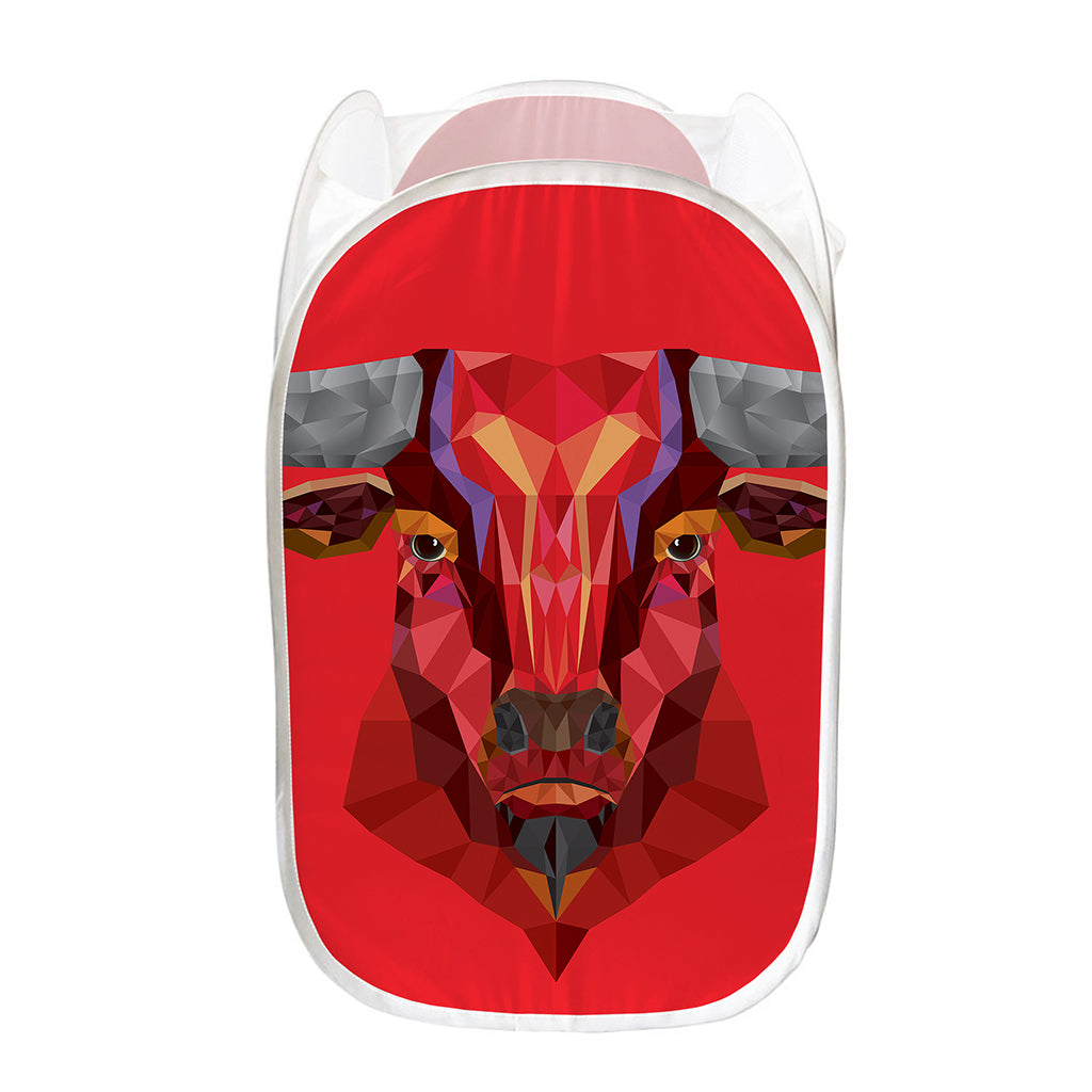 Geometric Bull Skull Print Mesh Laundry Hamper