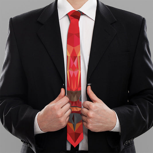 Geometric Bull Skull Print Necktie
