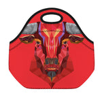 Geometric Bull Skull Print Neoprene Lunch Bag