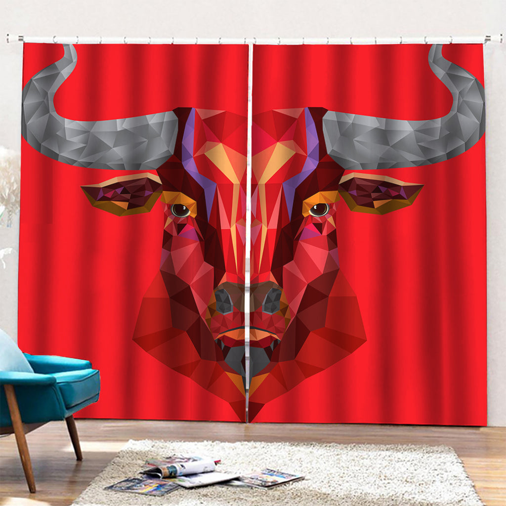 Geometric Bull Skull Print Pencil Pleat Curtains