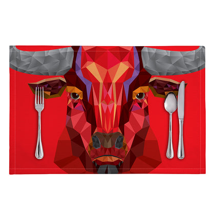 Geometric Bull Skull Print Placemat