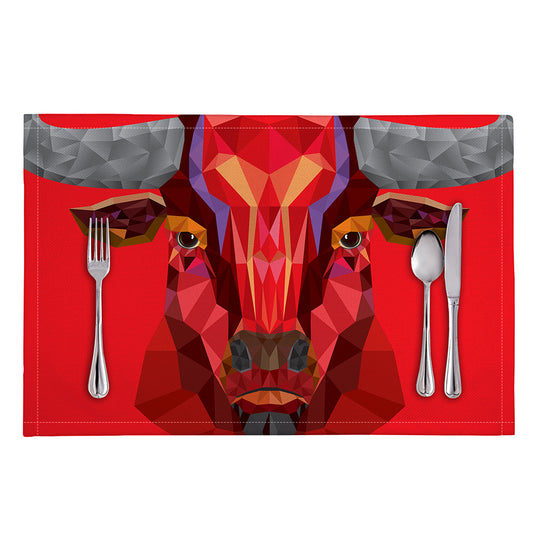 Geometric Bull Skull Print Placemat