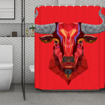 Geometric Bull Skull Print Polyester Shower Curtain