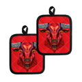 Geometric Bull Skull Print Pot Holders