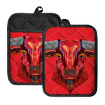 Geometric Bull Skull Print Pot Holders With Pocket