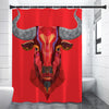 Geometric Bull Skull Print Premium Shower Curtain