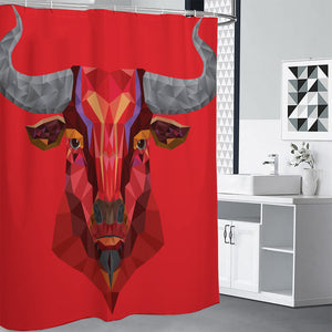 Geometric Bull Skull Print Premium Shower Curtain