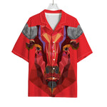 Geometric Bull Skull Print Rayon Hawaiian Shirt