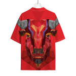 Geometric Bull Skull Print Rayon Hawaiian Shirt