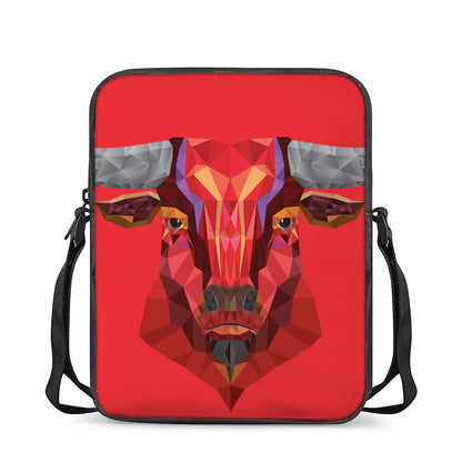 Geometric Bull Skull Print Rectangular Crossbody Bag