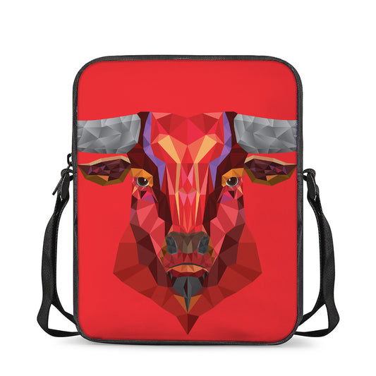 Geometric Bull Skull Print Rectangular Crossbody Bag