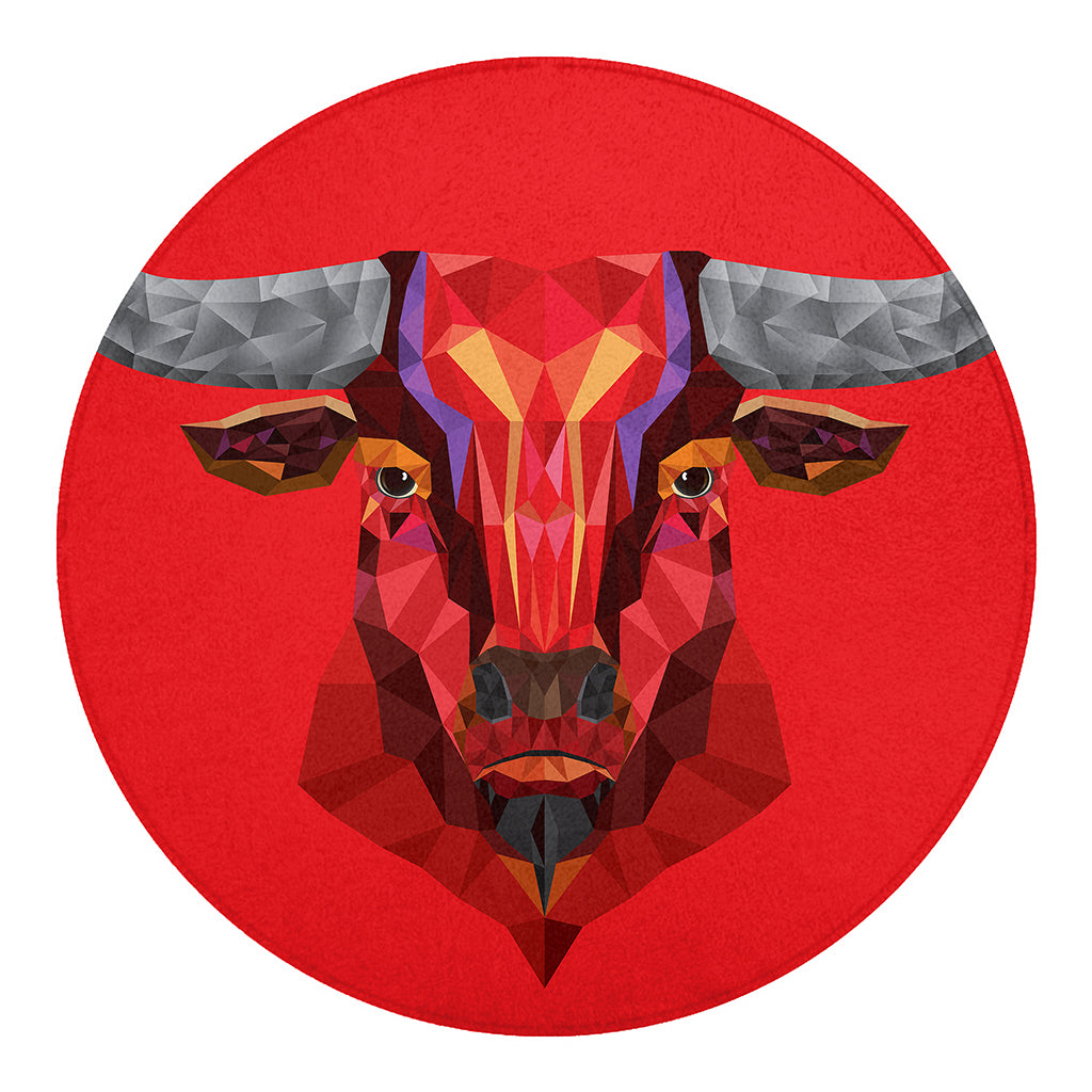 Geometric Bull Skull Print Round Blanket