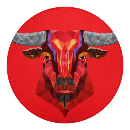 Geometric Bull Skull Print Round Blanket