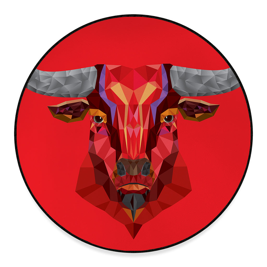 Geometric Bull Skull Print Round Floor Mat