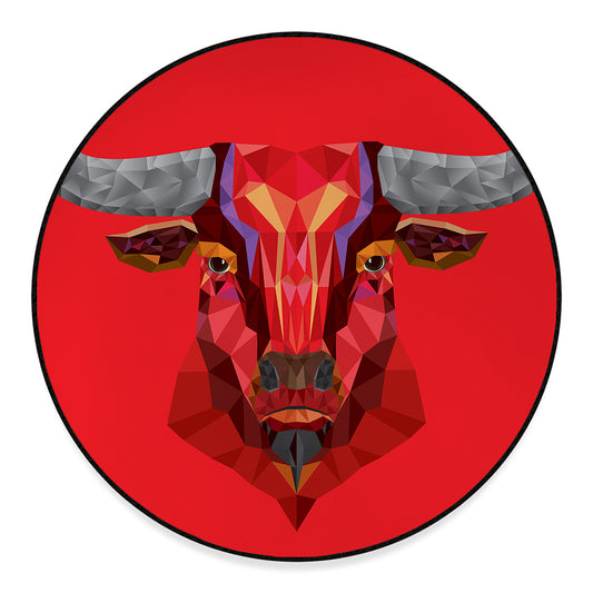 Geometric Bull Skull Print Round Floor Mat