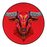 Geometric Bull Skull Print Round Floor Mat