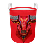 Geometric Bull Skull Print Round Laundry Basket