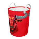 Geometric Bull Skull Print Round Laundry Basket