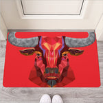 Geometric Bull Skull Print Rubber Doormat