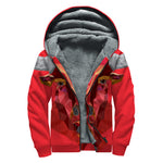 Geometric Bull Skull Print Sherpa Lined Zip Up Hoodie