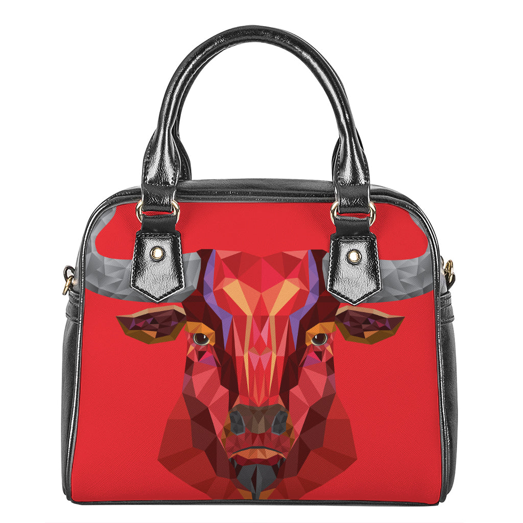 Geometric Bull Skull Print Shoulder Handbag