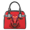 Geometric Bull Skull Print Shoulder Handbag